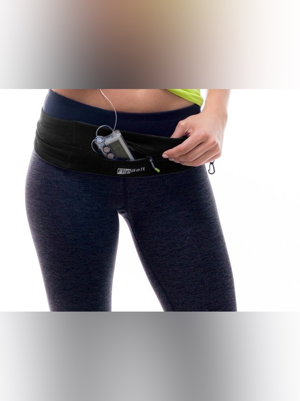 FlipBelt Medium Zippered Fitness Belt - Carbon Grey - Fits iPhone - EUC